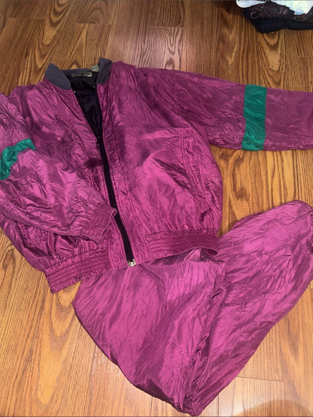Vintage Robert Stock 100% Silk Zipper Front Jacket And Pants 1980s Mens Med